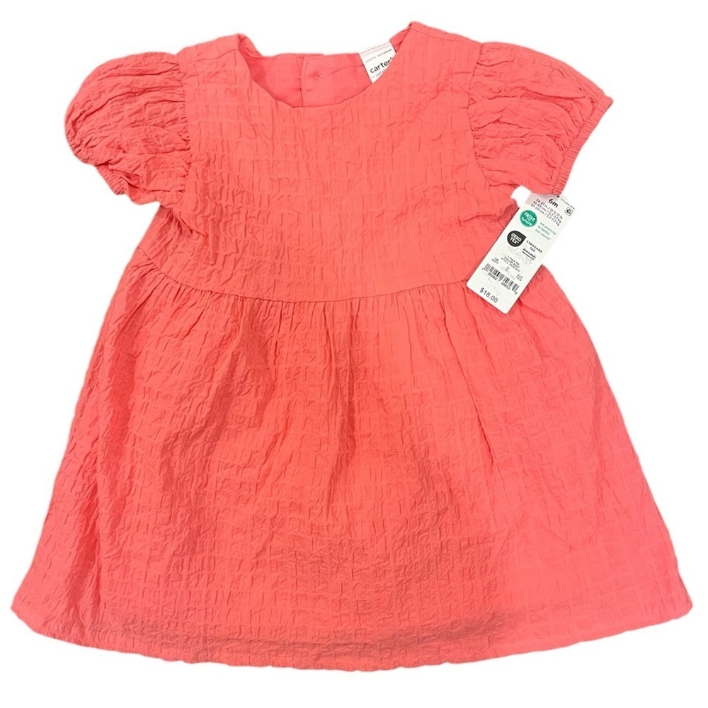 NWT Carter's Coral Girl Sundress With Diaper Cover Underneath 6 Month